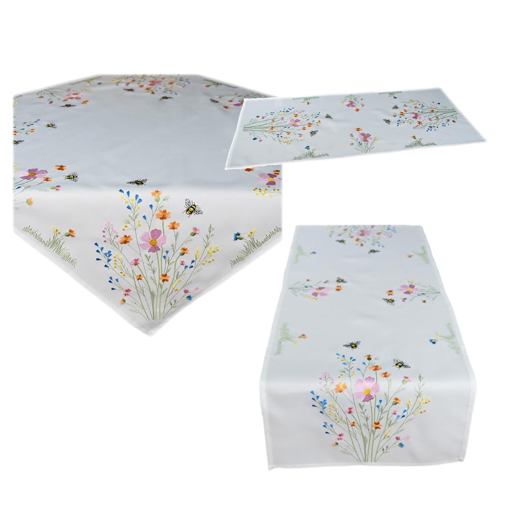 Texpot Tischdecken nappe 110x110 fleurs abeilles polyester