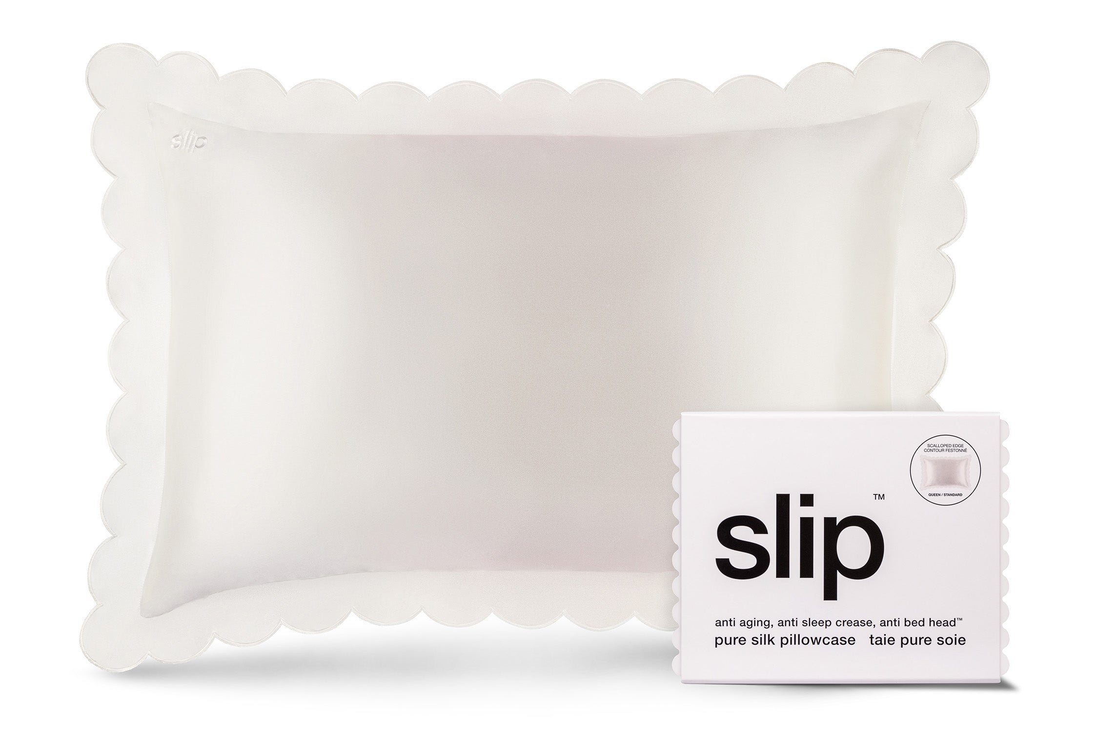 Slip Queen Zippered Taie d'oreiller Blanche 51x76cm Soie