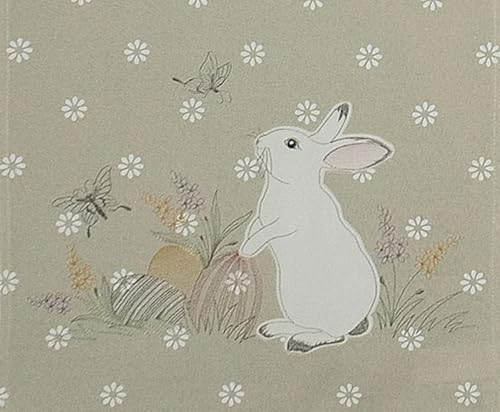 TEXPOT Tischläufer chemin table lapin blanc brodé 40x140