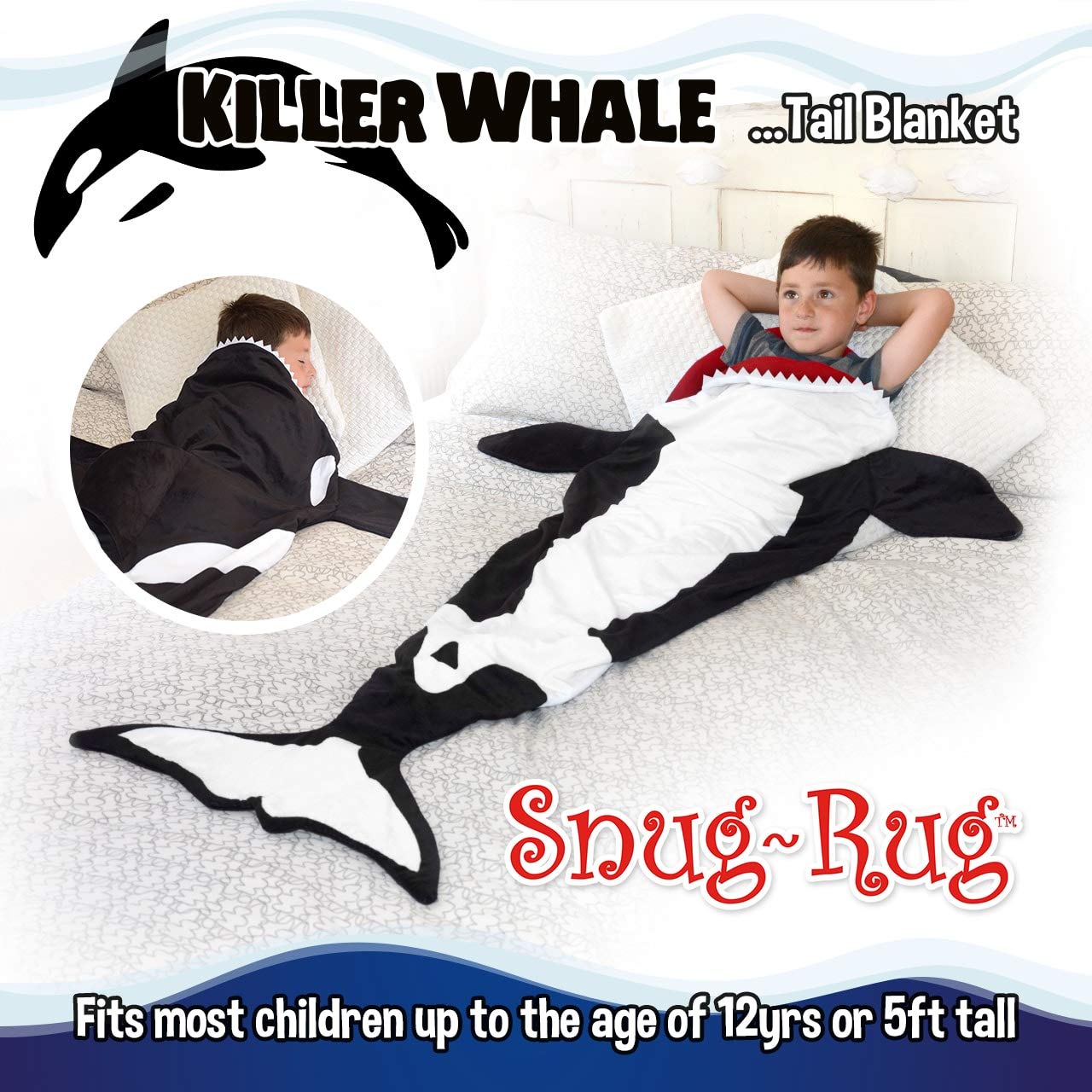 Snug Kids Snug-Rug Tail Plaid enfant Noir 142x61 cm