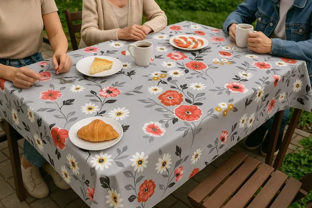 TEXPOT Gartentischdecken toile cirée 140x180 cm motif fleurs