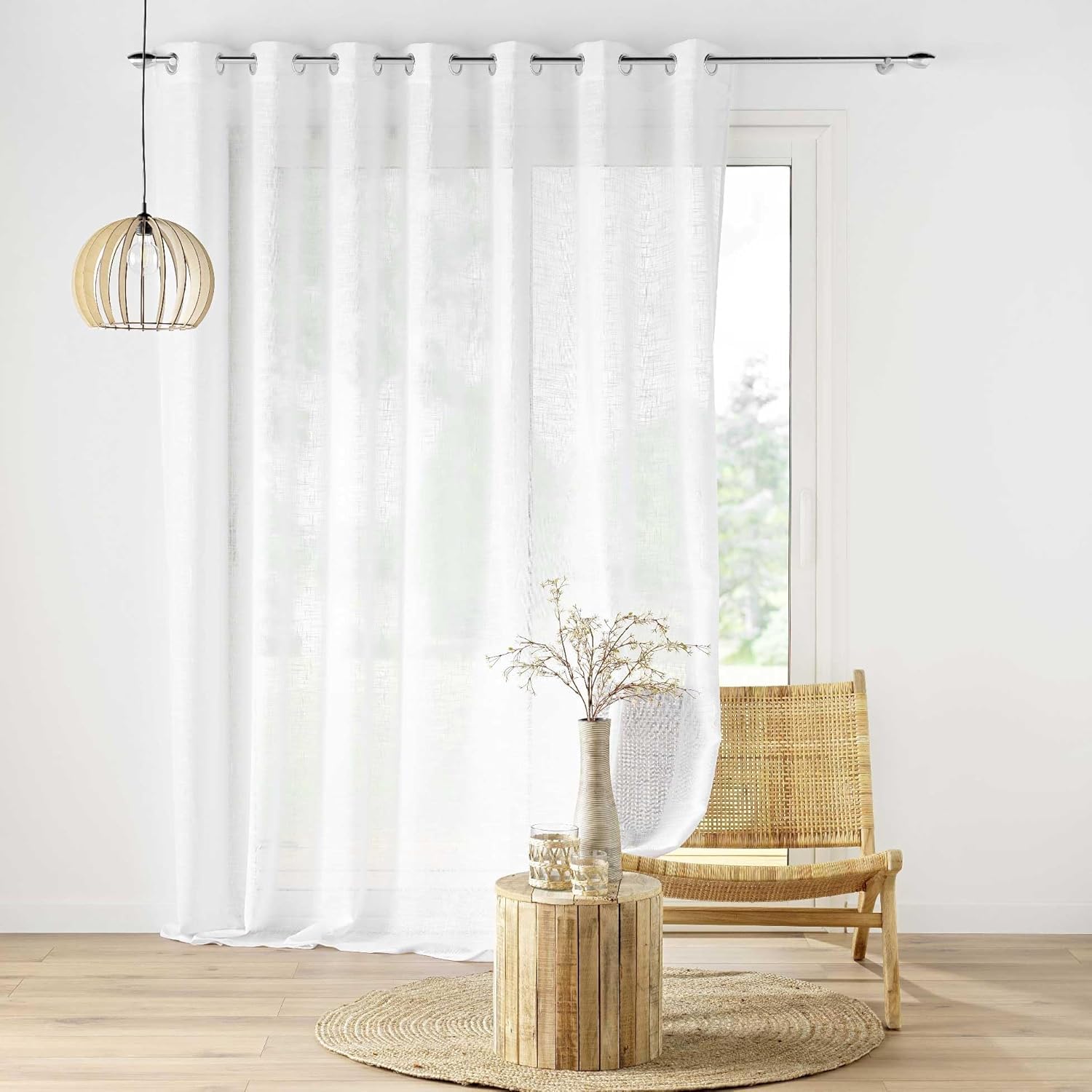 Promo Linge Haltona voilage effet lin 240x240 cm blanc