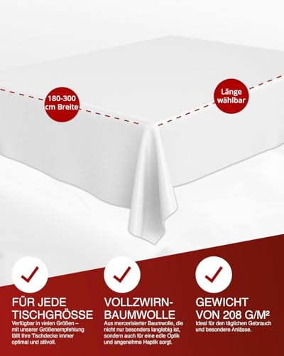 Texpot Tischdecken nappe coton blanc damassé 210x800 cm