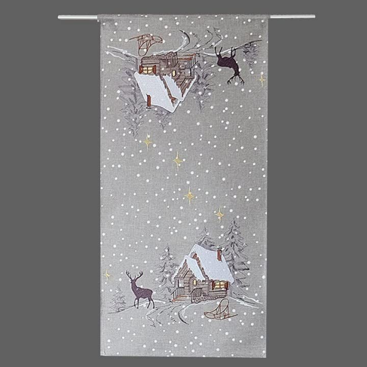 TEXPOT Forêt Hiver 40x200 chemin de table gris clair Noël