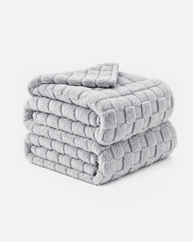 Utopia Bedding Checkered Plush Blanket plaid gris Queen