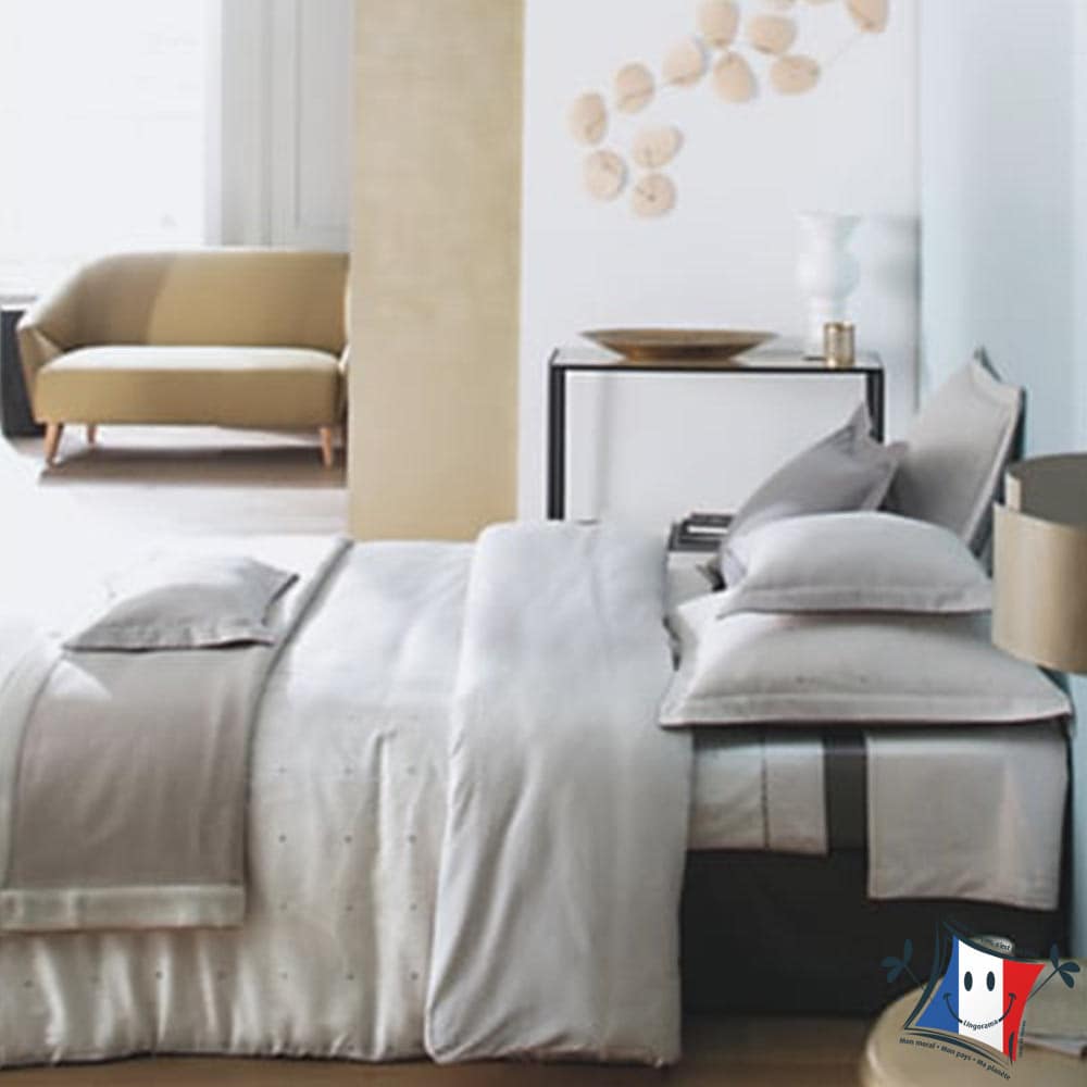Lingorama Tourbillons drap plat satin coton 180x290 gris
