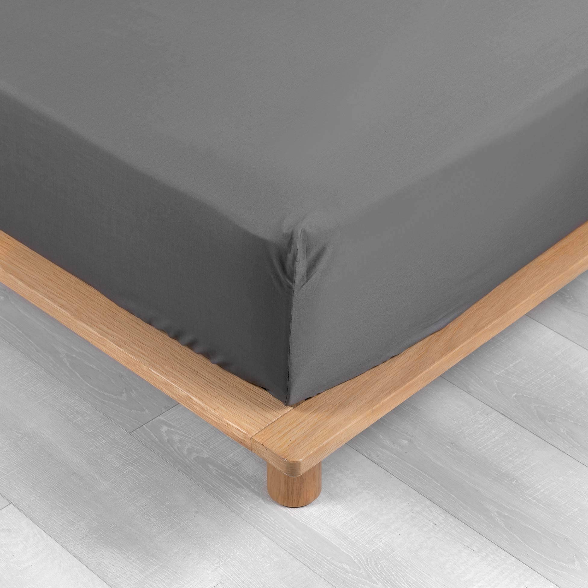 Promo Linge Draps Housse percale 90x190 drap coton anthracite