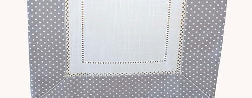 TEXPOT Tischdecken nappe 85x85 pois gris aspect lin
