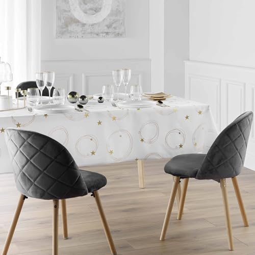 Promo Linge Nappes Metallise Star polyester blanc 240x150