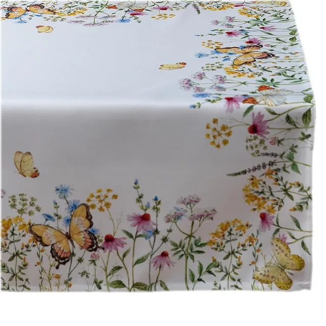 TEXPOT Tischdecken nappe 110 x 110 cm fleurs papillons polyester