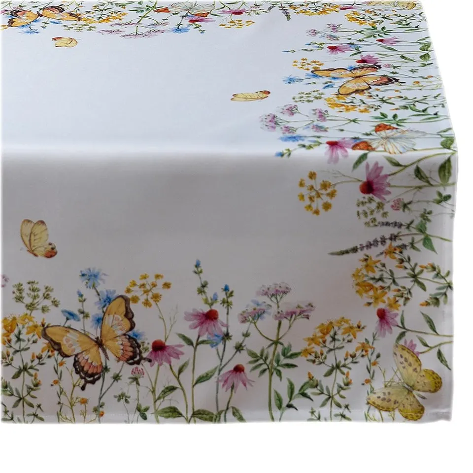 TEXPOT Tischdecken nappe 110 x 110 cm fleurs papillons polyester
