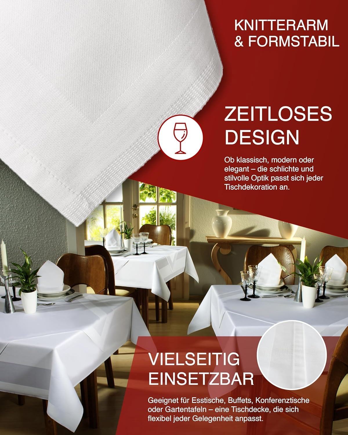 TEXPOT Meterware nappe 180x740 cm damassé blanc coton