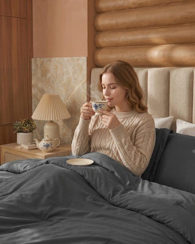 Utopia Bedding Comforters Parure couette Queen grise 3p