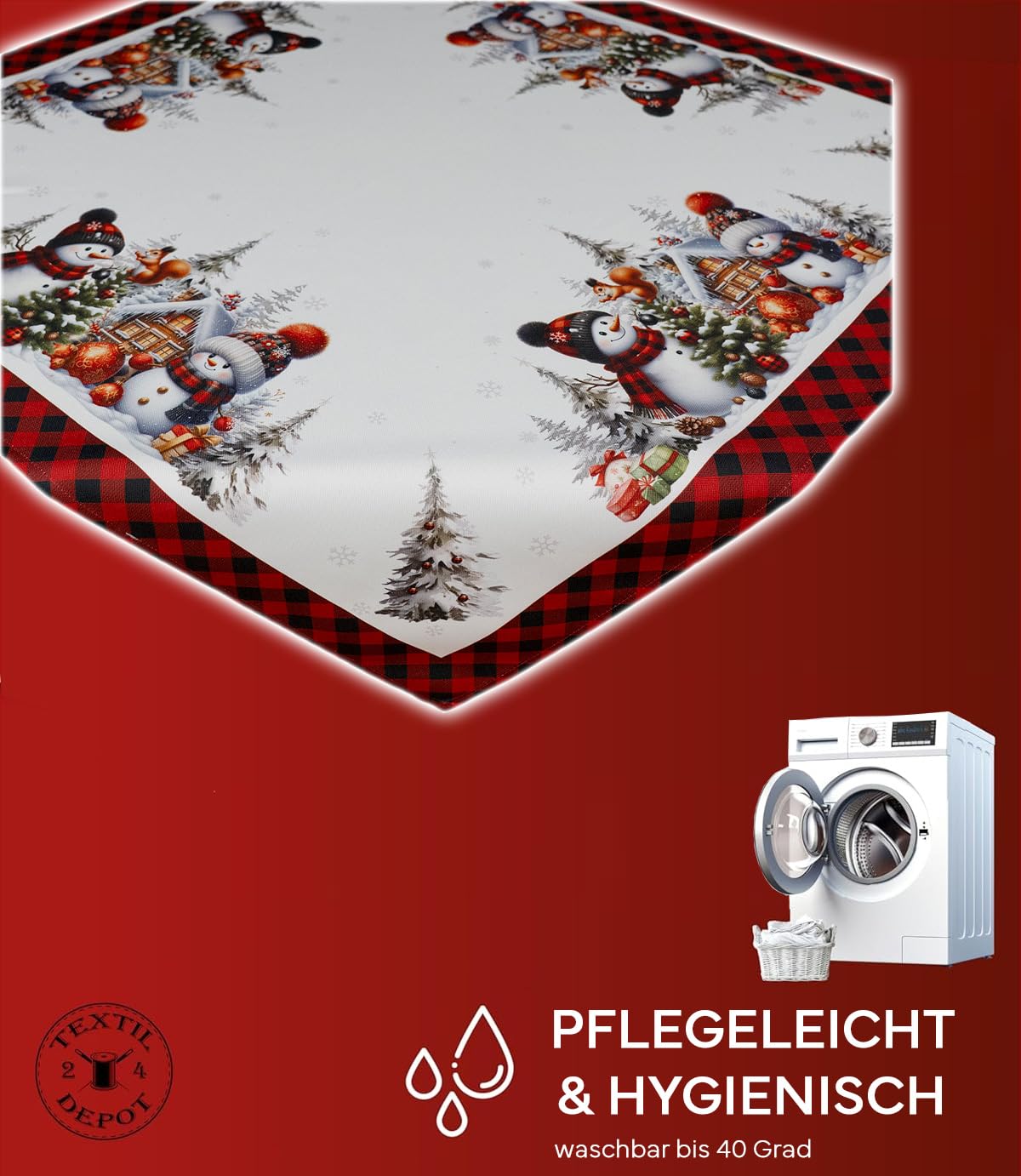 Texpot Tischläufer bonhommes de neige chemin de table 90x40 cm