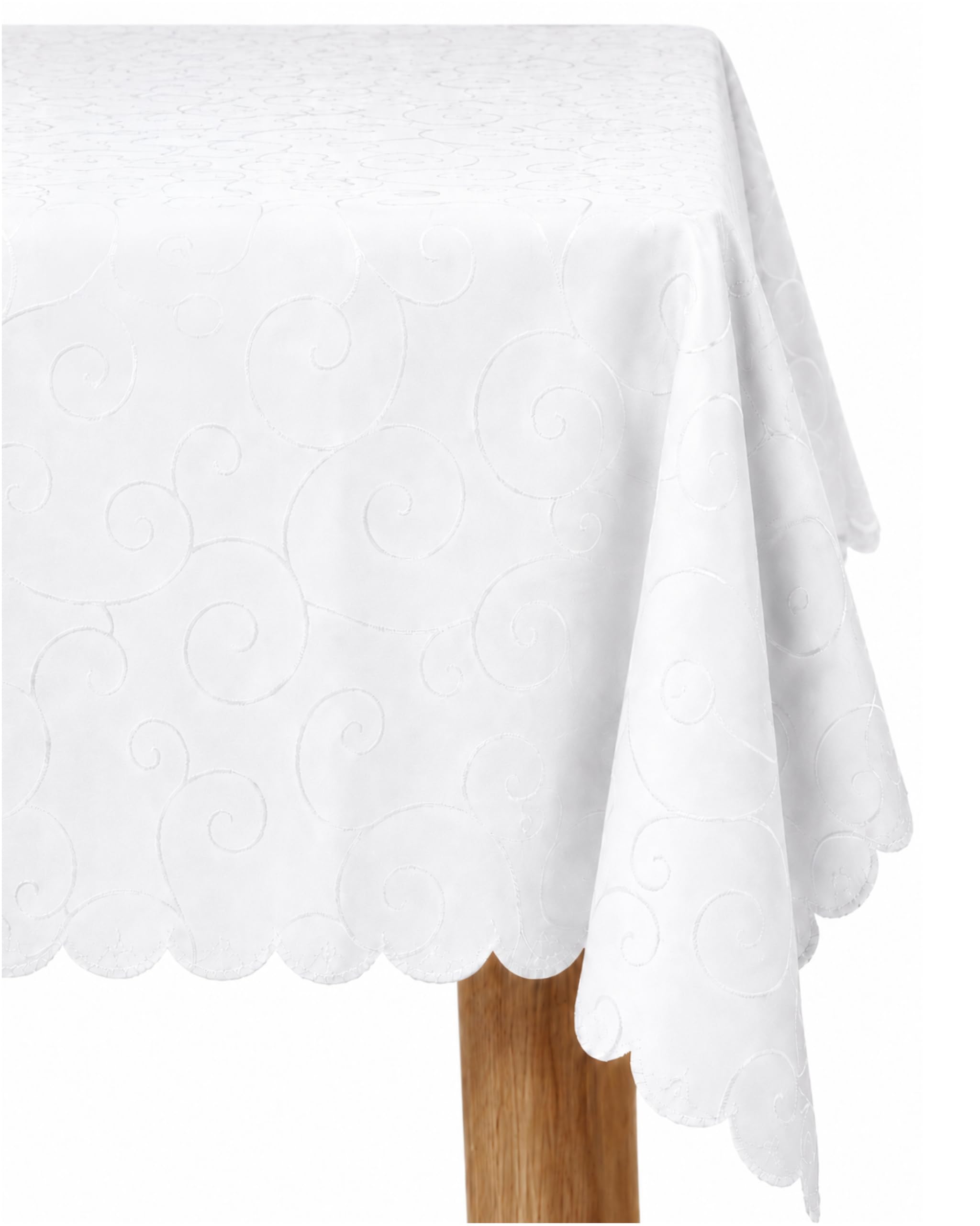 TEXPOT Tischdecken Ornament nappe ronde blanche 160 cm