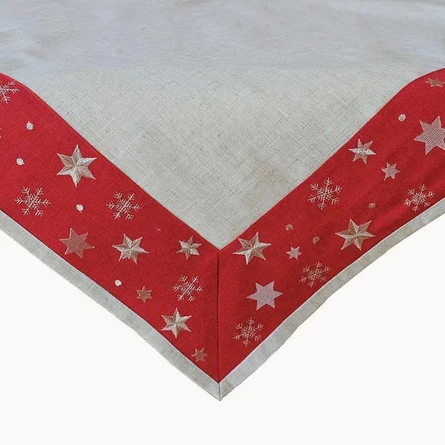 TEXPOT Tischdecken nappe 85x85 cm rouge beige étoiles