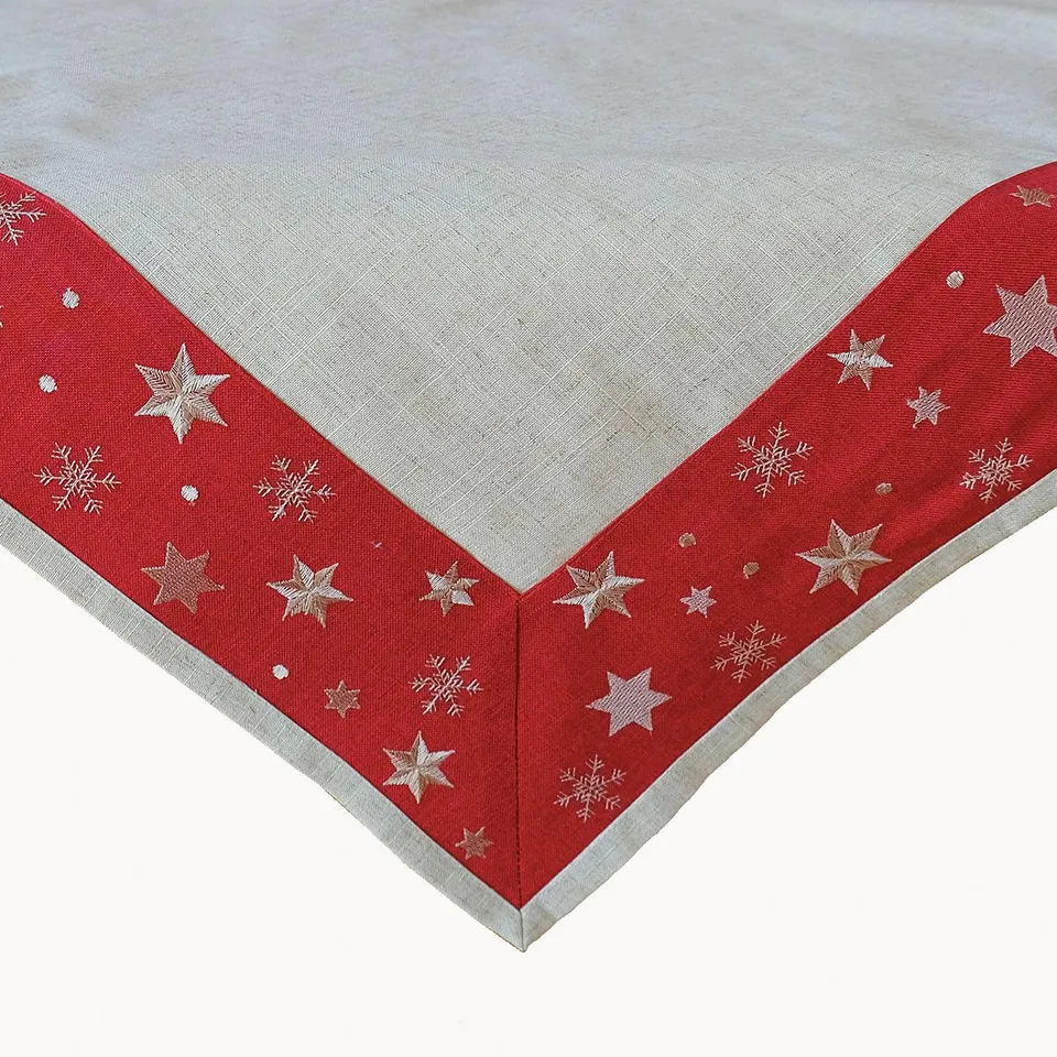 TEXPOT Tischdecken nappe 85x85 cm rouge beige étoiles