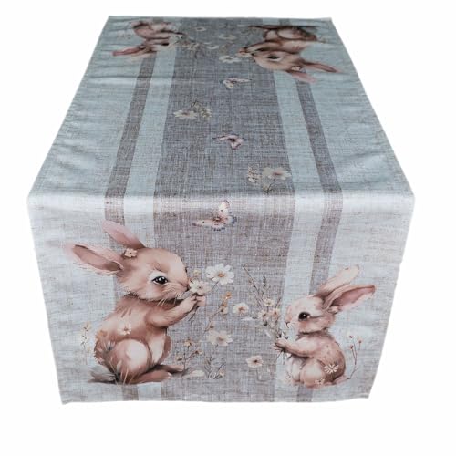TEXPOT Tischläufer chemin de table 40x90 lapins et fleurs