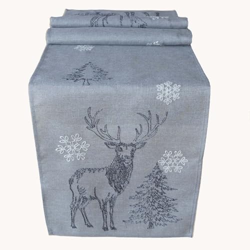 TEXPOT Tischläufer chemin de table 40x175 broderie élan Noël
