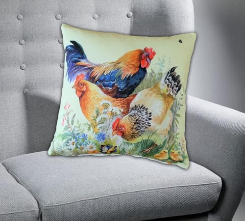 TEXPOT Servietten nappe coq imprimé 40x40 cm lot 1