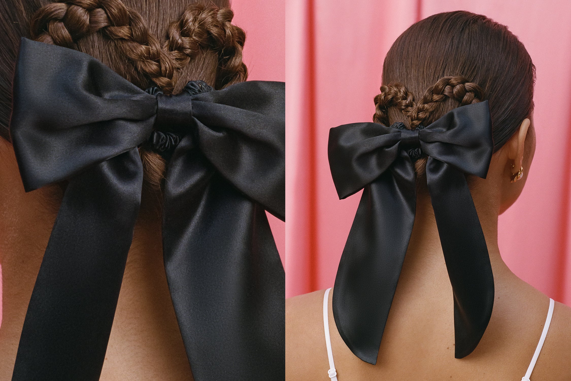 Slip Hair Bow noeud cheveux noir soie