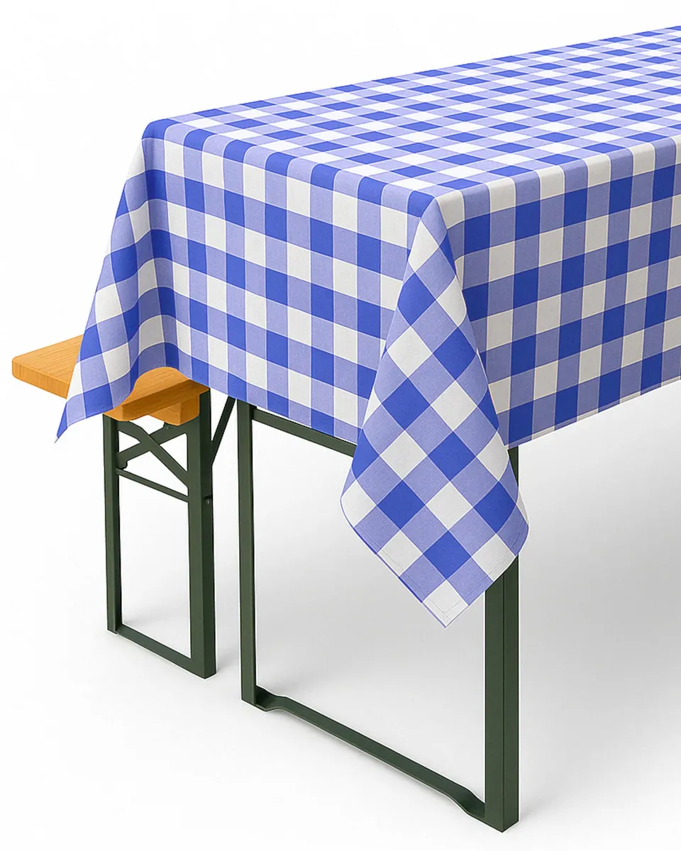 TEXPOT Tischdecken nappe carreaux 110x110 bleu blanc coton