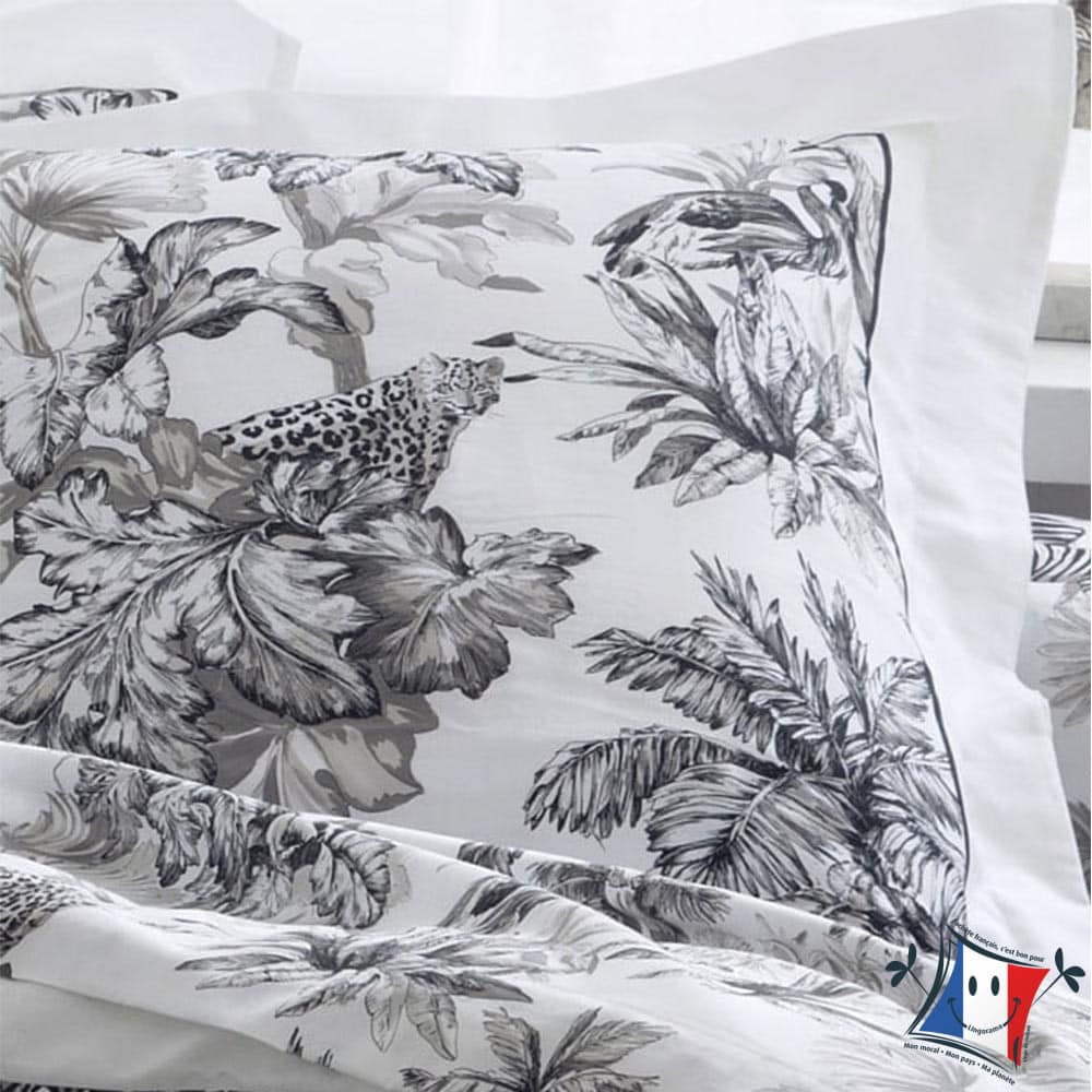Tradilinge Savane housse couette 260x240 satin blanc motif