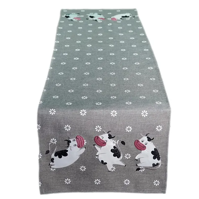 TEXPOT Tischläufer vaches nappe brodée 85x85 cm polyester