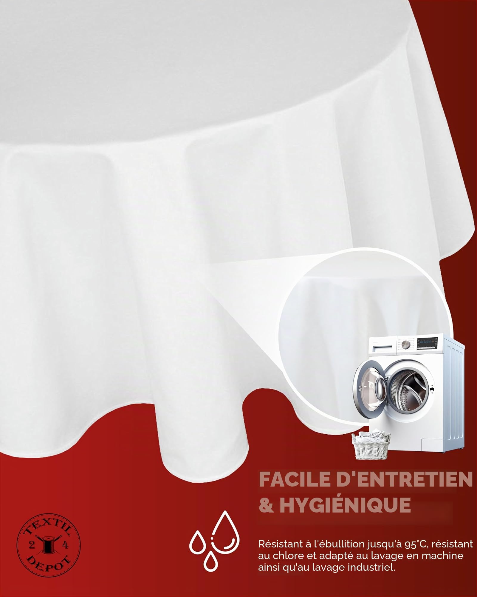 Texpot Tischdecken Nappe Ronde 200 cm Blanc Coton
