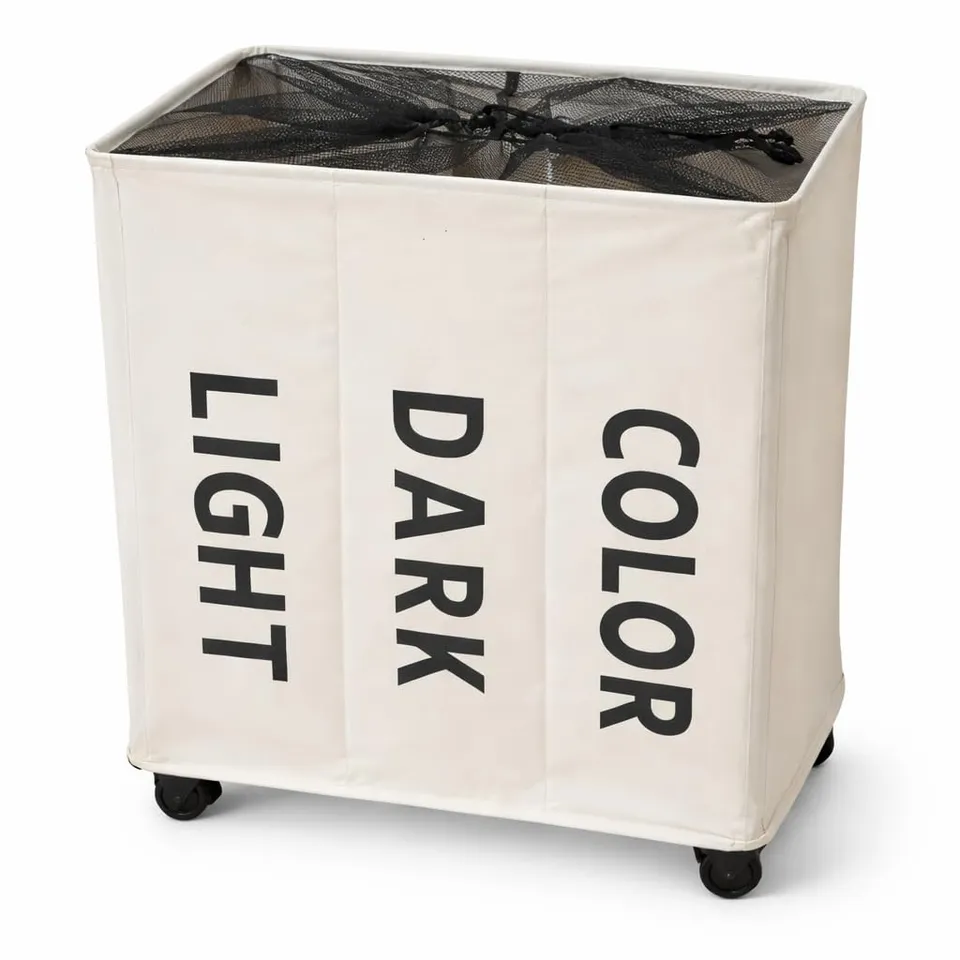 Promo Linge Paniers à Linge 75L Panier Blanc à Roues 34x54x53