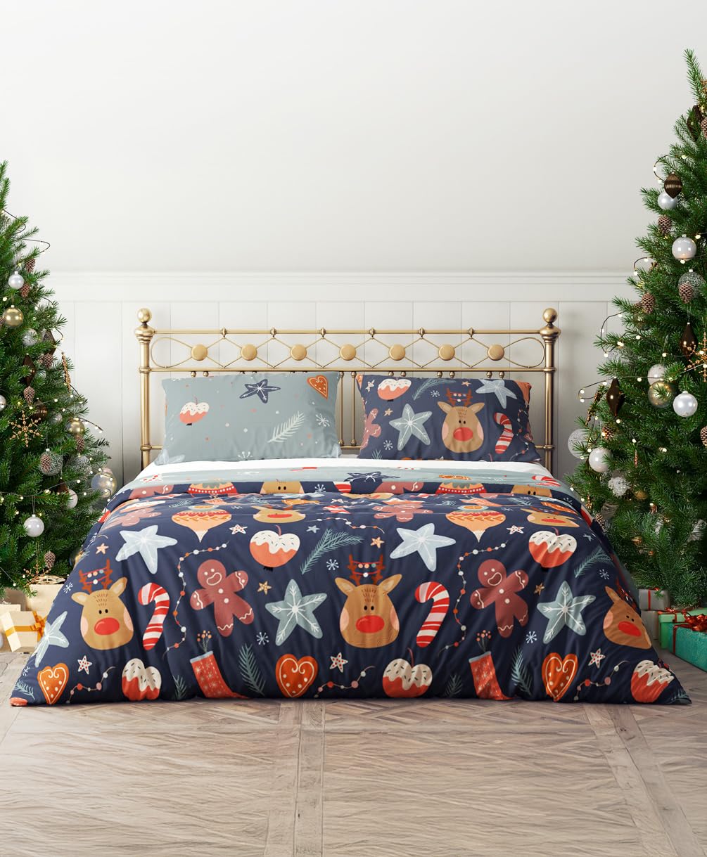 TEXPOT Bettwäsche housse de couette 140x200 microfibre Noël