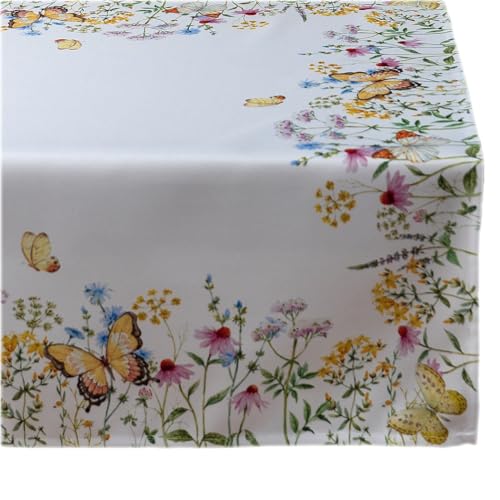 TEXPOT Tischdecken nappe 110 x 110 cm fleurs papillons polyester