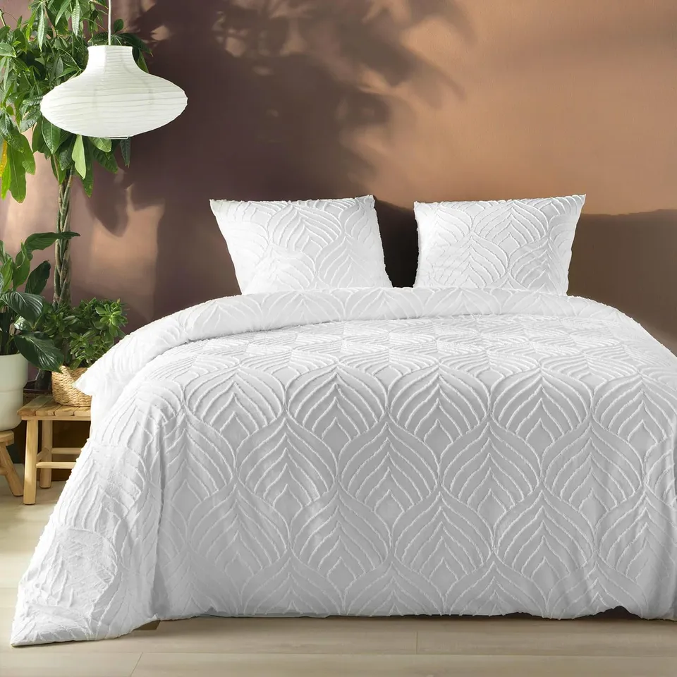 PROMO LINGE Heltie parure de lit blanc 240x220 microfibre 3 pièces