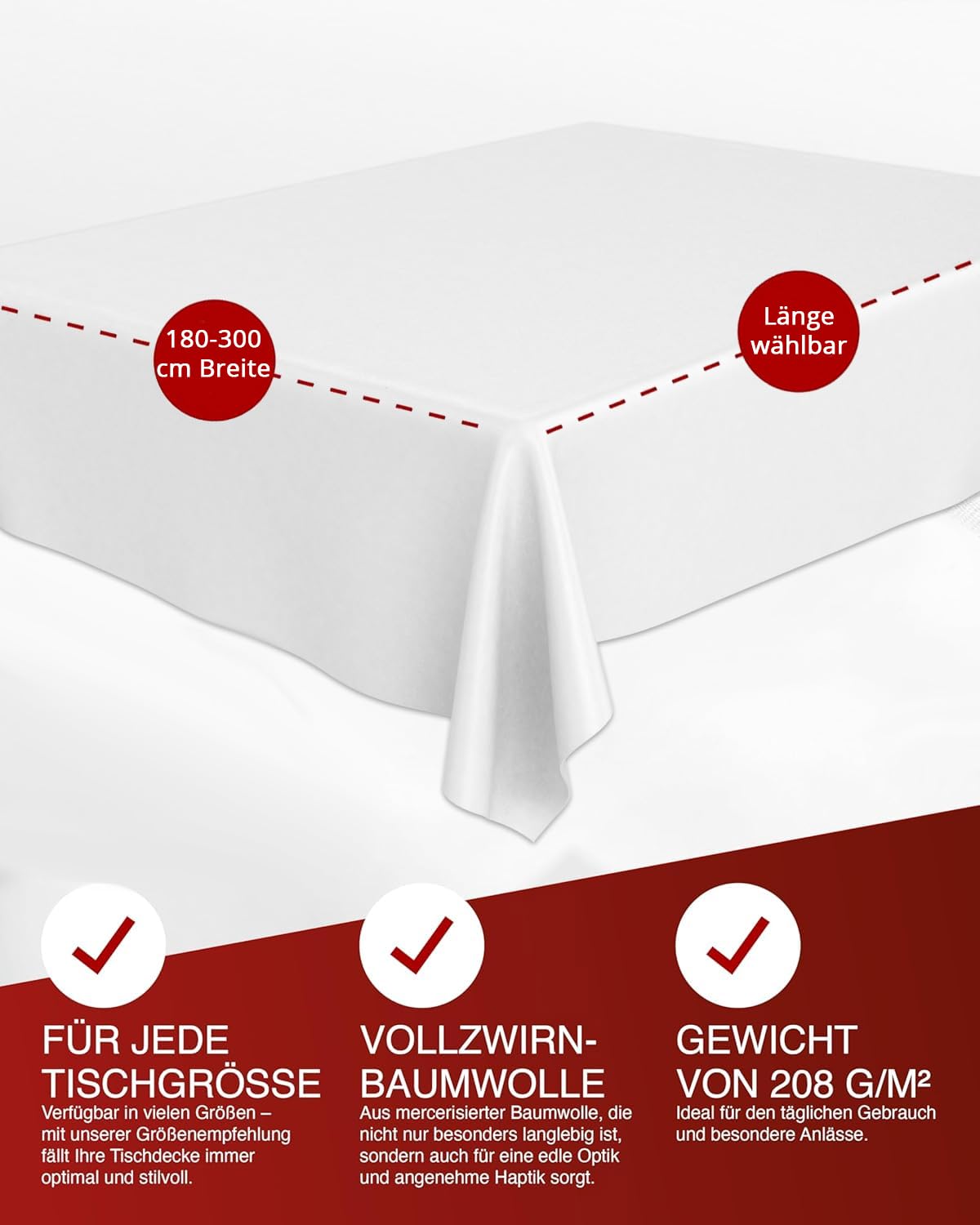 Texpot Tischdecken nappe coton blanc damassé 210x800 cm