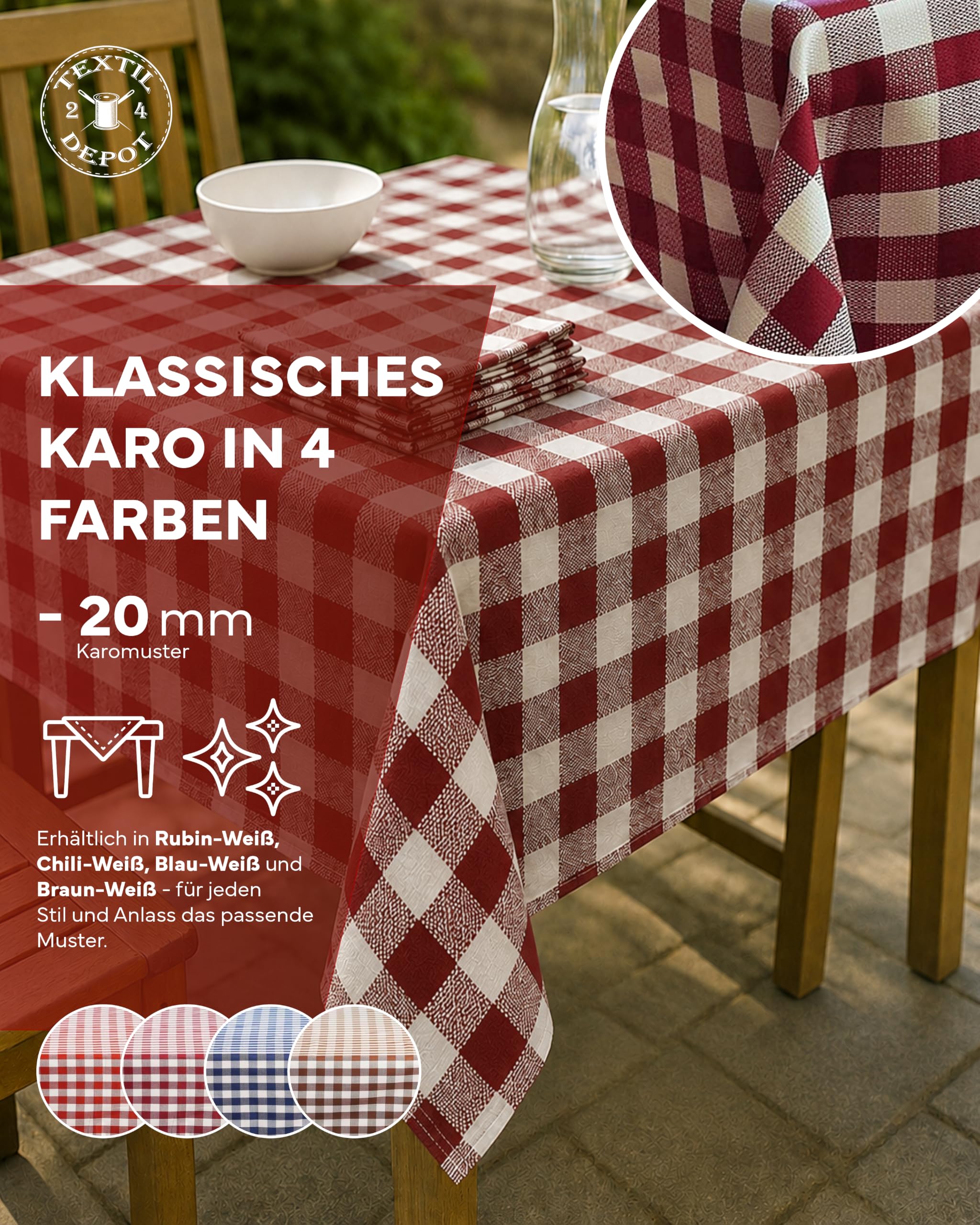 TEXPOT Servietten lot 6 serviettes 60x60 rubis coton