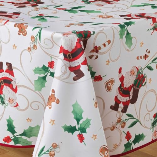 Promo Linge Nappe de Noël 150x240 Père Noël Blanc