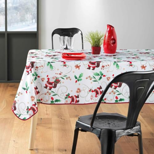 Promo Linge Nappe de Noël 150x240 Père Noël Blanc