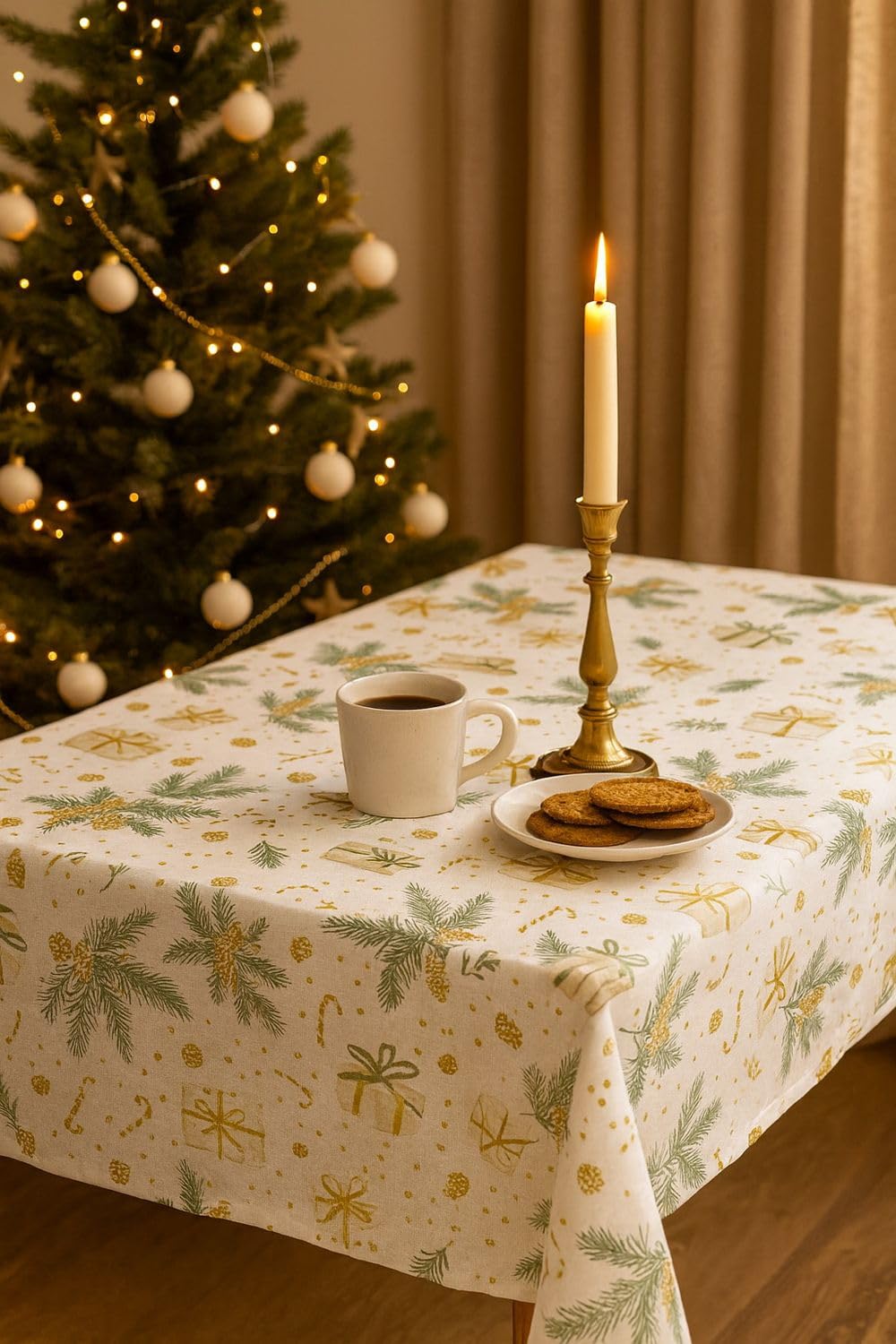 TEXPOT Gartentischdecken toile cirée Noël 140x120 Winterland