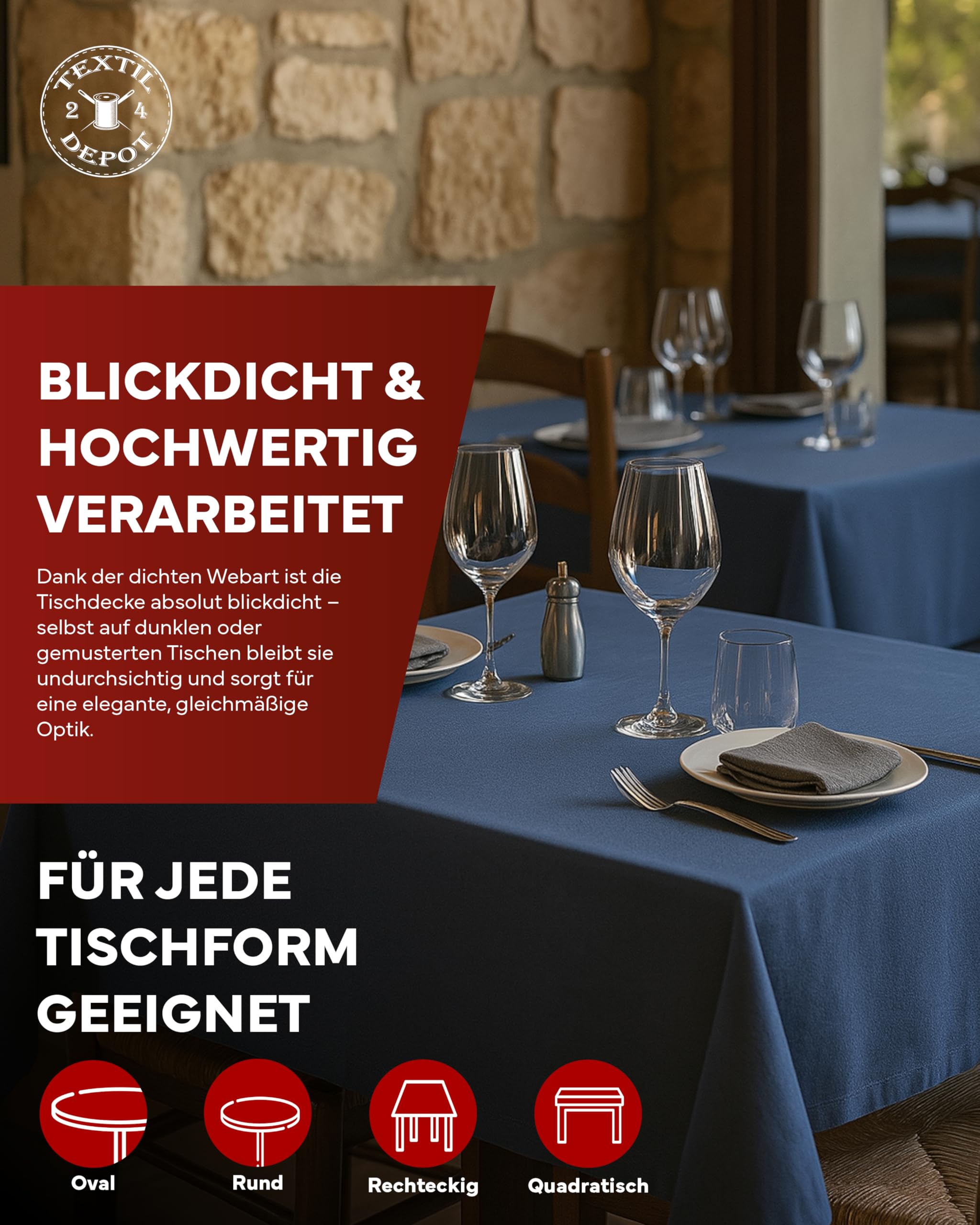 Texpot Gartentischdecken Nappe Jardin 90x90 Bleu Lin