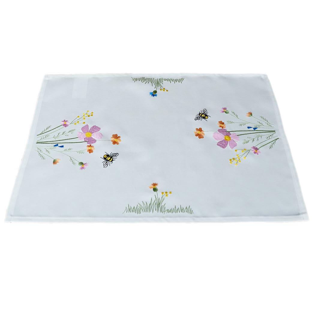 Texpot Tischdecken nappe 110x110 fleurs abeilles polyester
