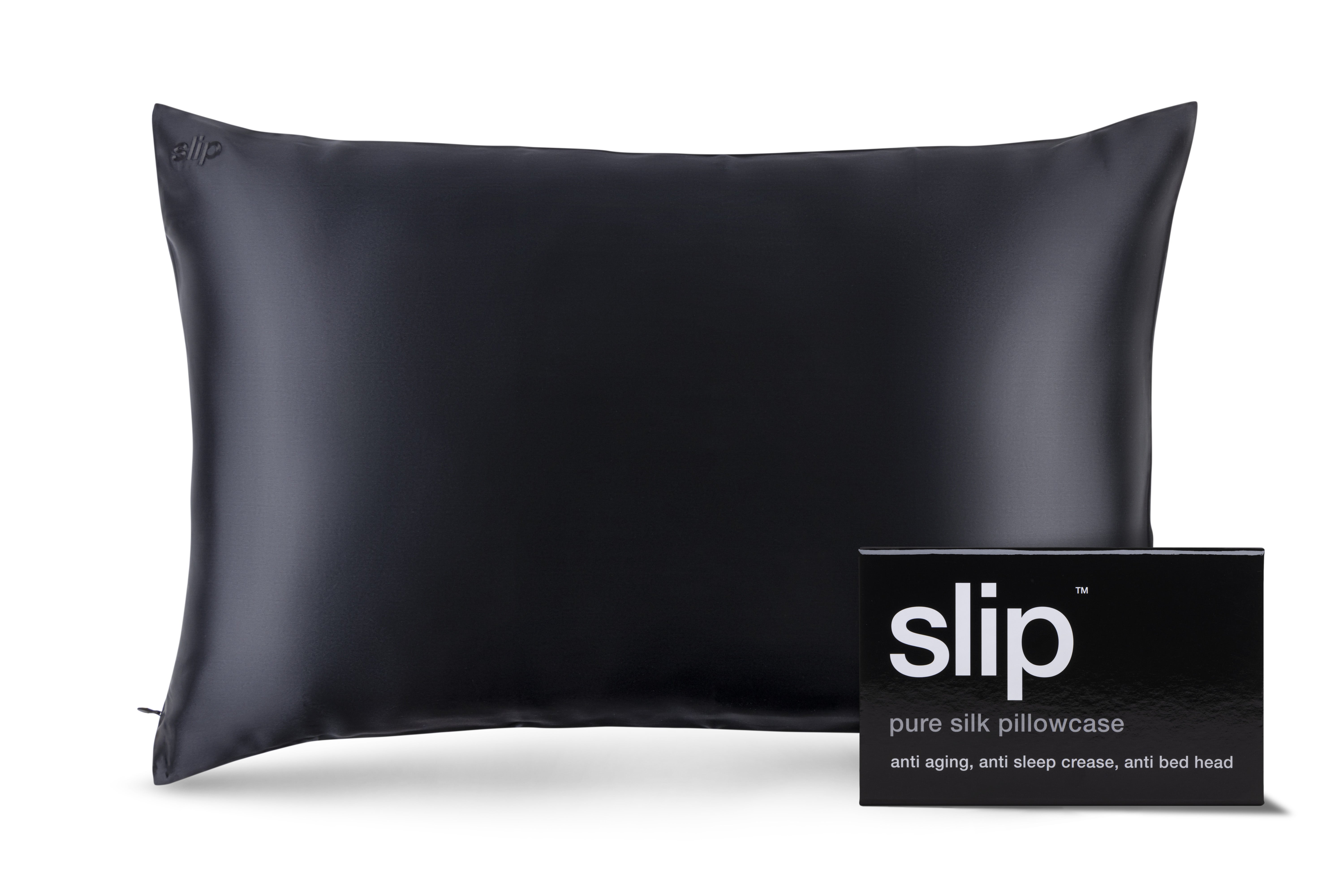 Slip Queen taie d'oreiller soie noire 51x76 cm