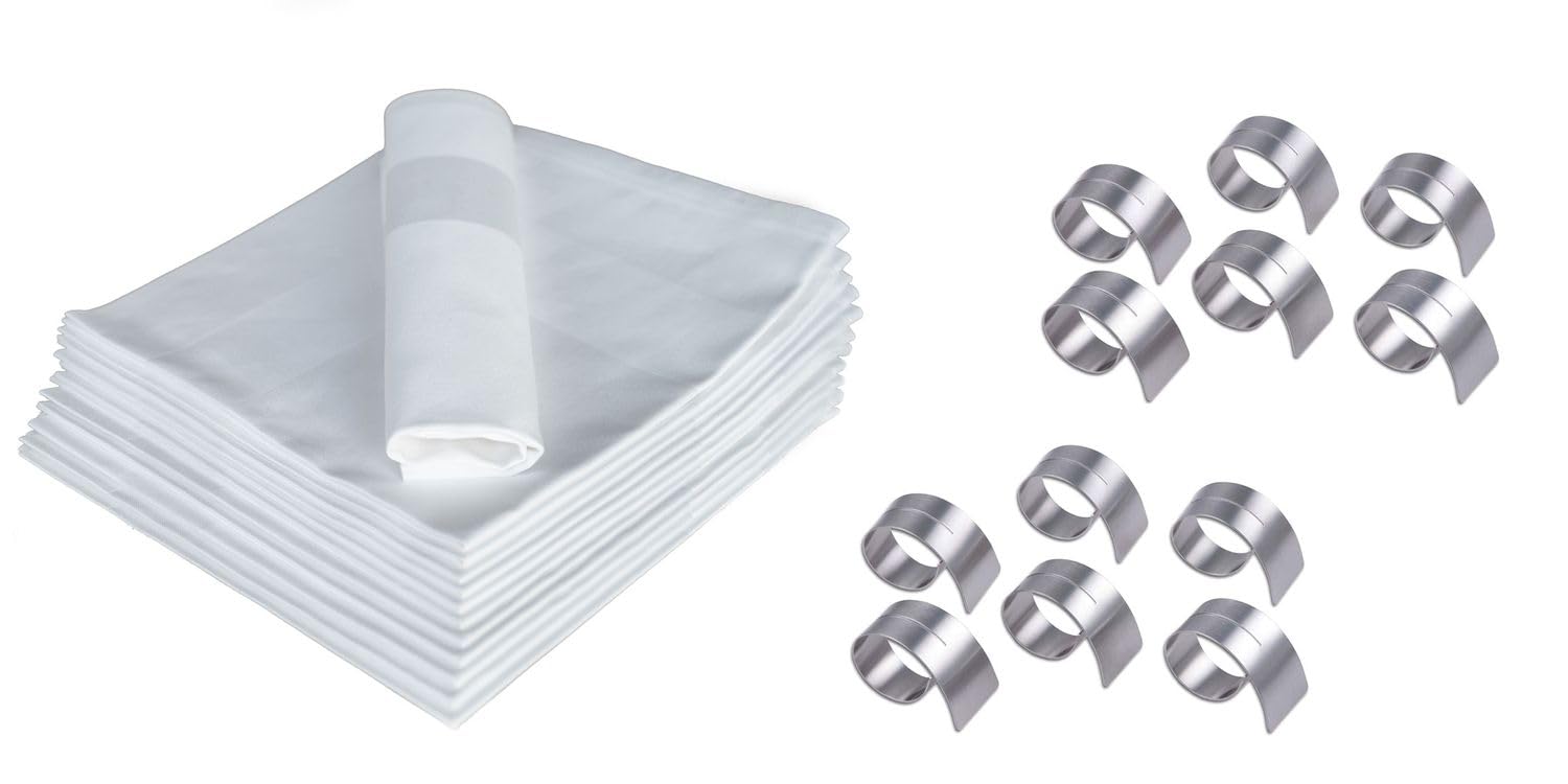 TEXPOT Servietten serviettes coton 40x40 cm blanc lot 6