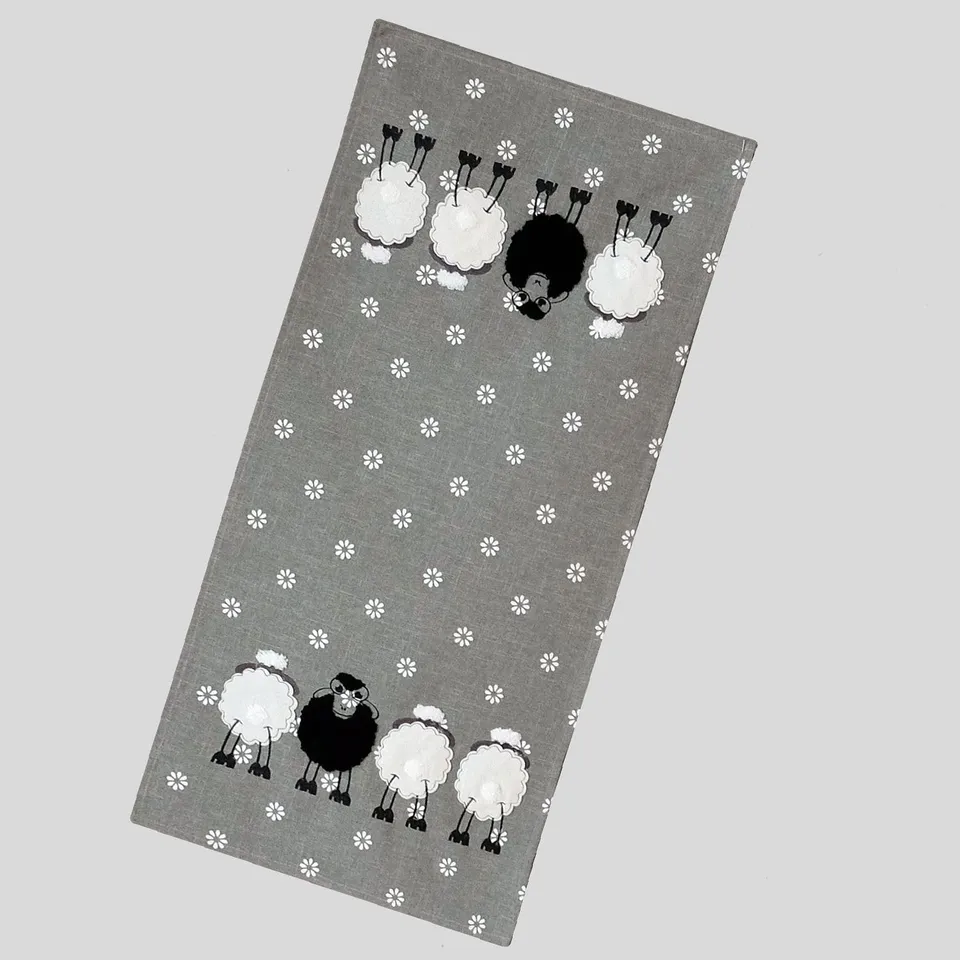 TEXPOT Tischläufer chemin de table mouton brodé 40x85 polyester