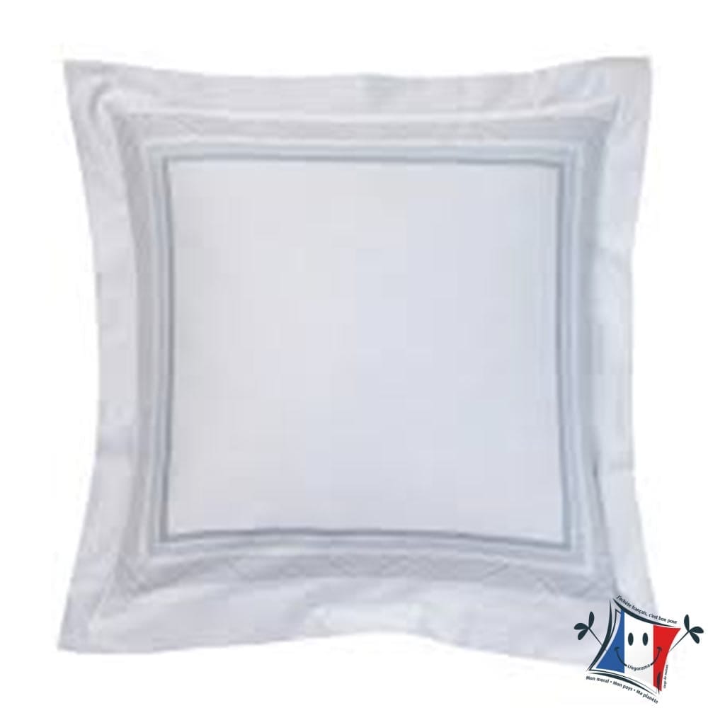 Blanc des Vosges Taie oreiller 65x65 satin coton Zig zag