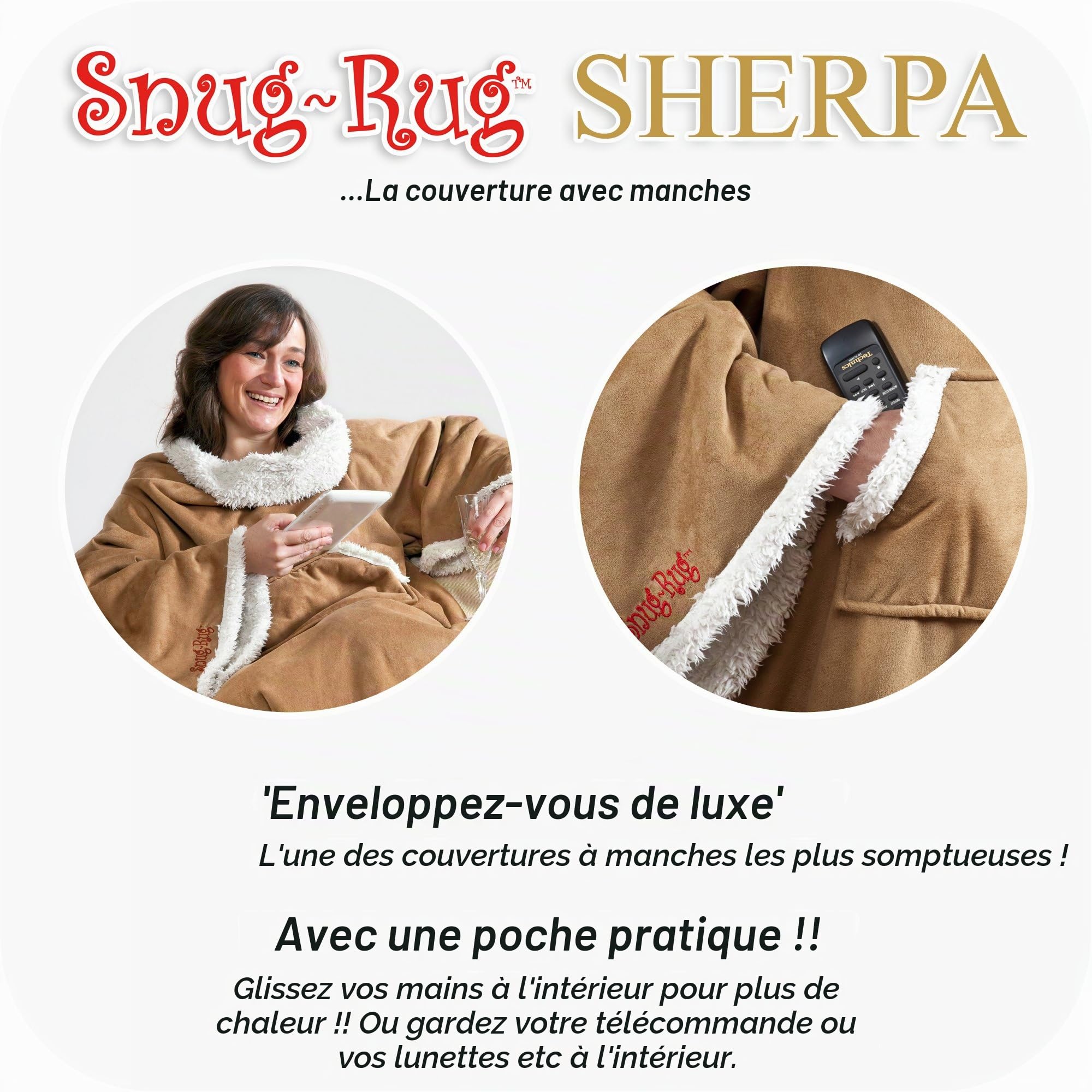 Snug Snug-Rug Sherpa Plaid à manches 152x213cm Polyester