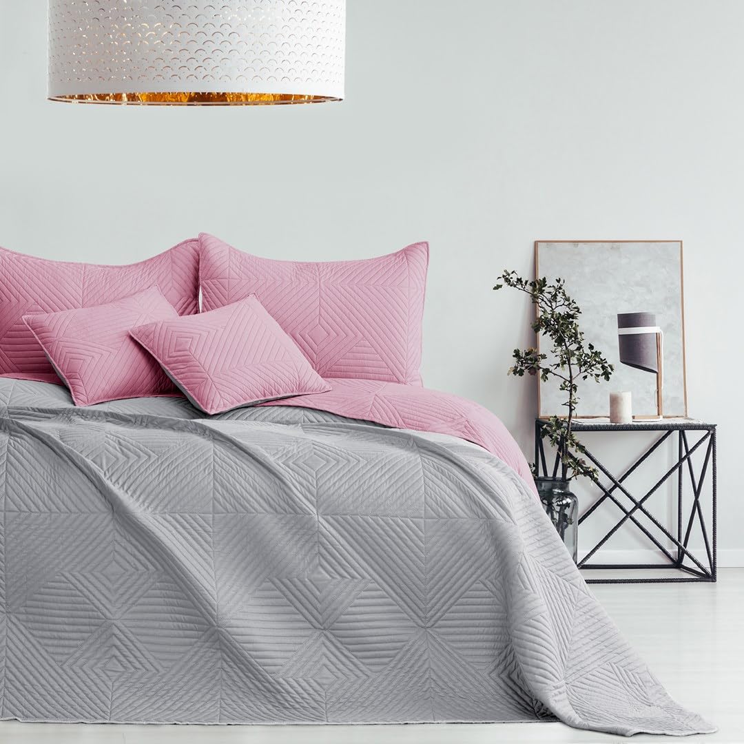 TEXPOT Bettdecken jeté lit 240x260 cm anthracite lilas