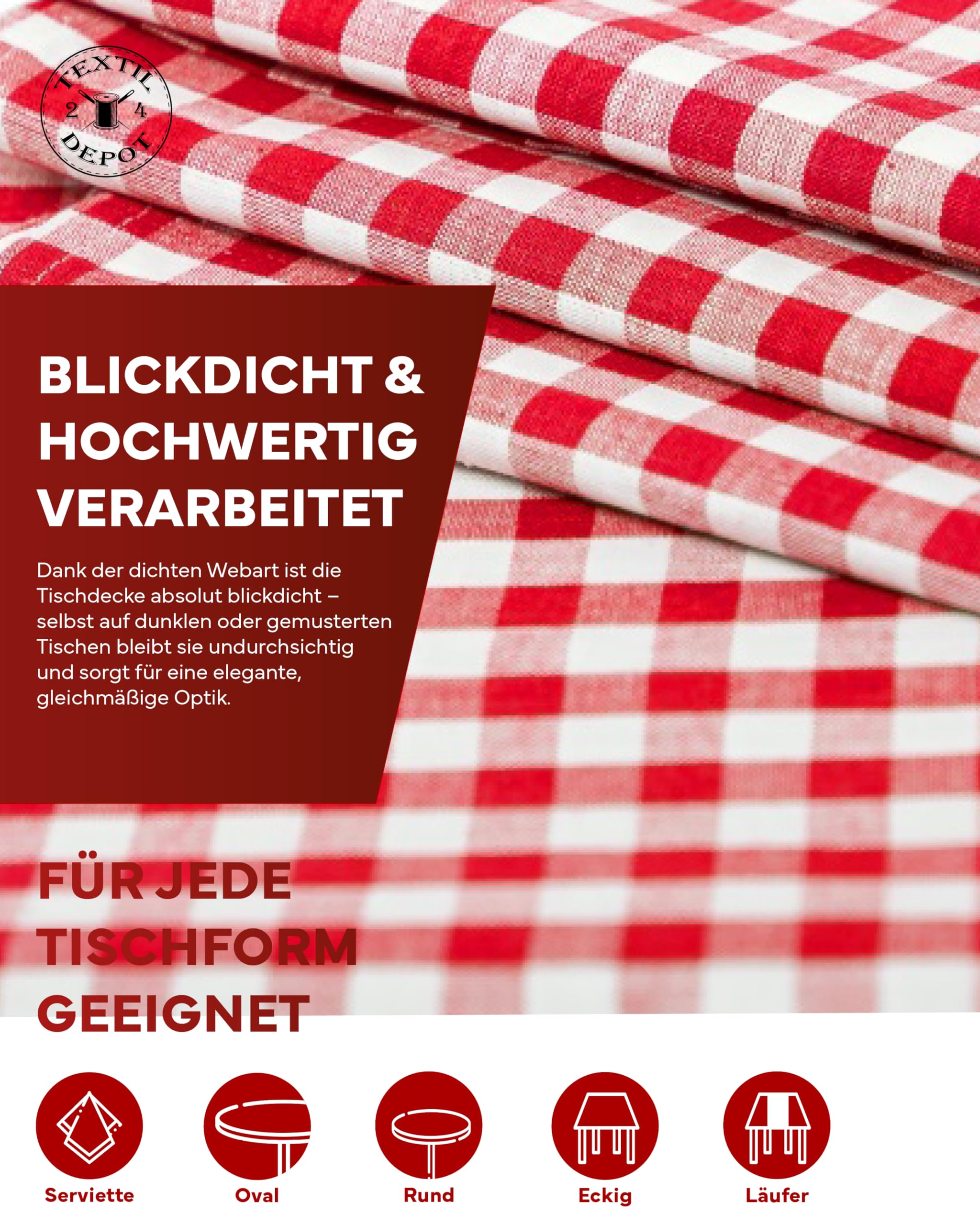 Texpot Tischdecken nappe carreaux rouge 130x170 cm