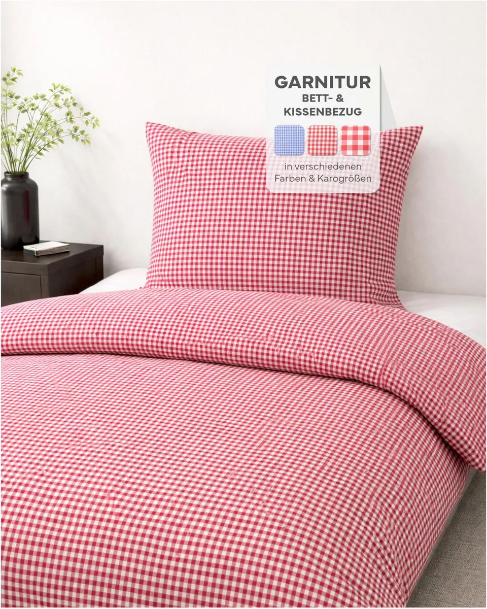 Texpot Bettwäsche Parure lit 135x200 carreaux rouge coton
