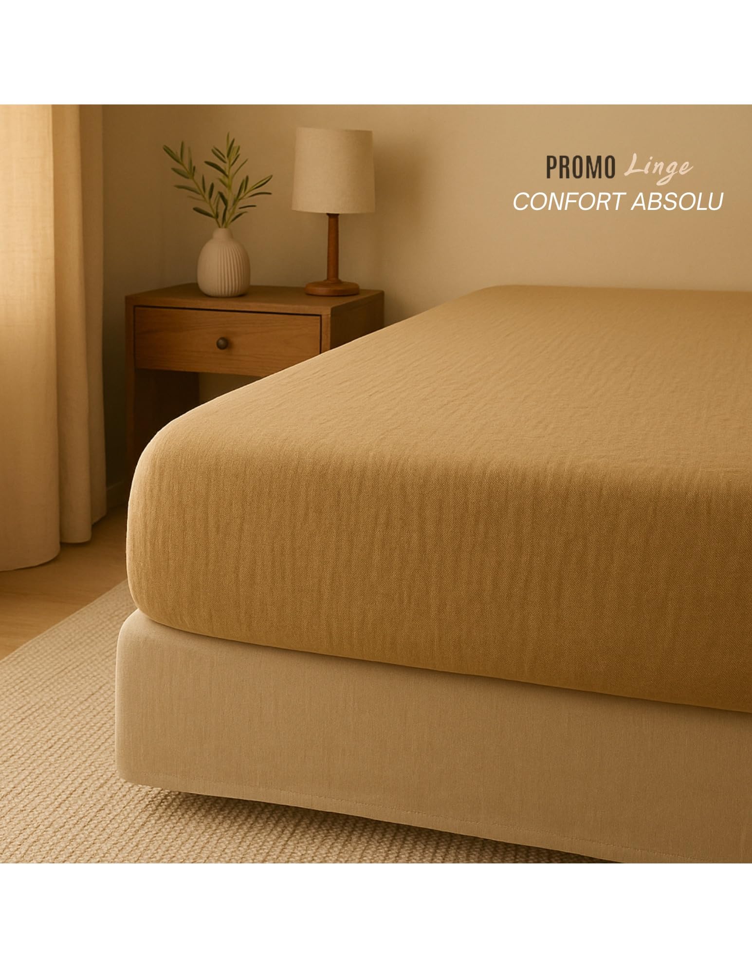 PROMO LINGE Draps Housse drap-housse beige 140x190 gaze coton