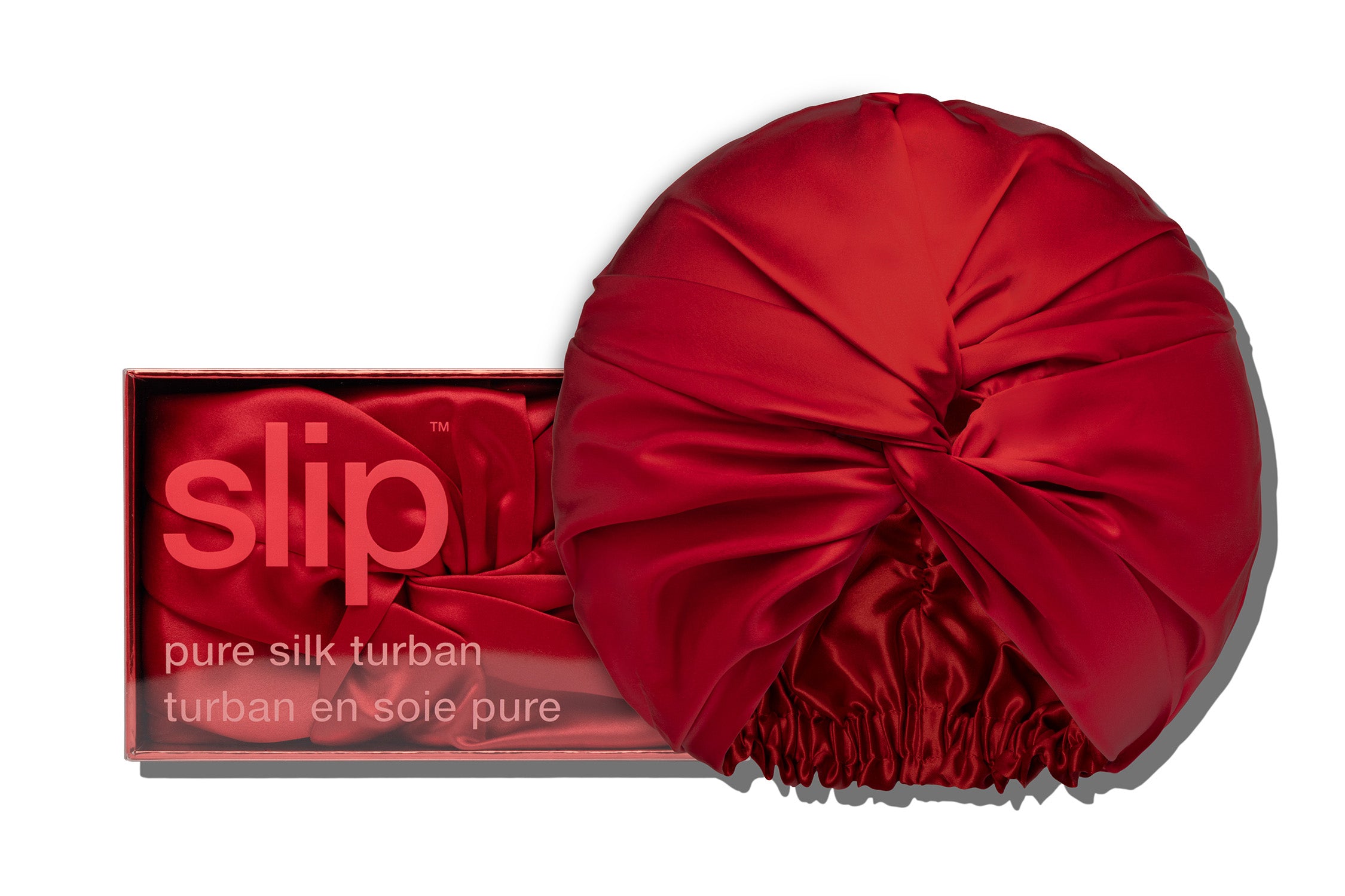 Slip Turban bonnet soie Scarlet rouge doublé